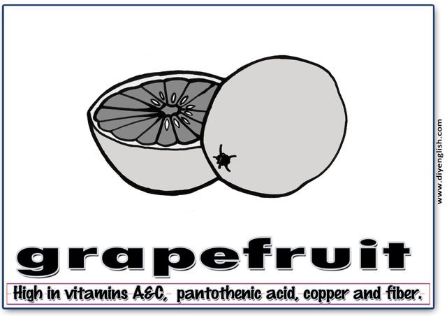 grapefruit – Word & fun-fact sentence flashcard