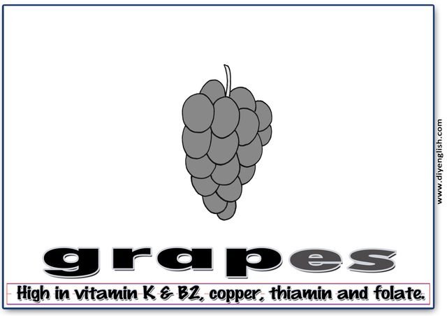 grapes – Word & fun-fact sentence flashcard