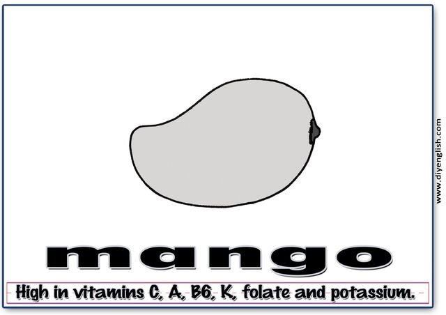 mango – Word & fun-fact sentence flashcard