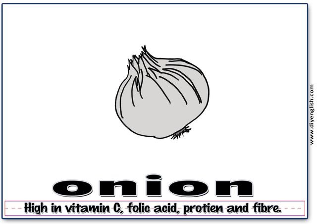 onion – Word & fun-fact sentence flashcard