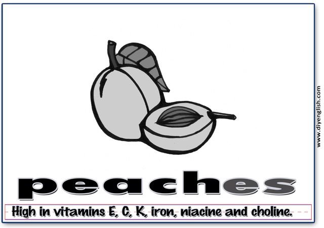 peaches – Word & fun-fact sentence flashcard