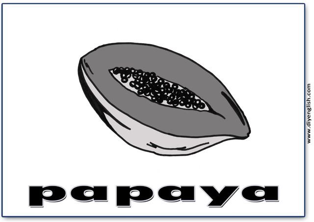 papaya – English word flashcard