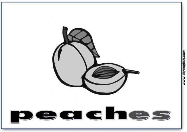peaches – English word flashcard