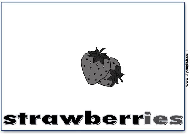 strawberries – English word flashcard
