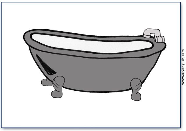 bathtub – Blank – colour & write flashcard