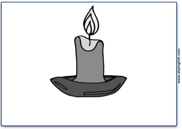 candle – Blank – colour & write flashcard