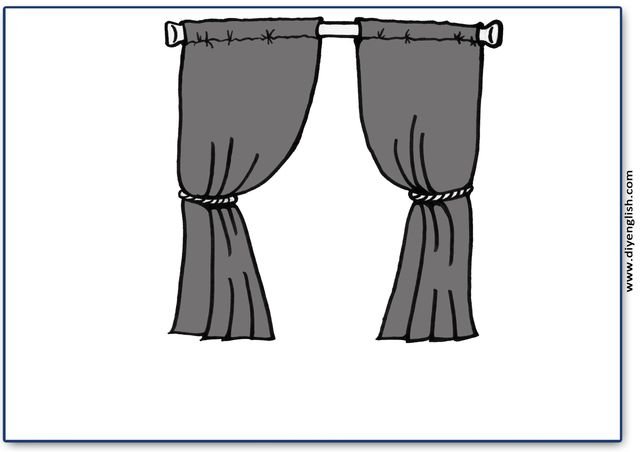 curtains – Blank – colour & write flashcard
