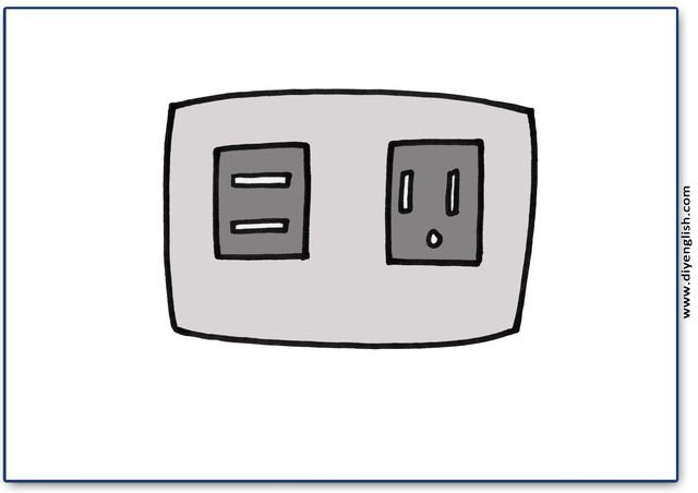 electric socket – Blank – colour & write flashcard