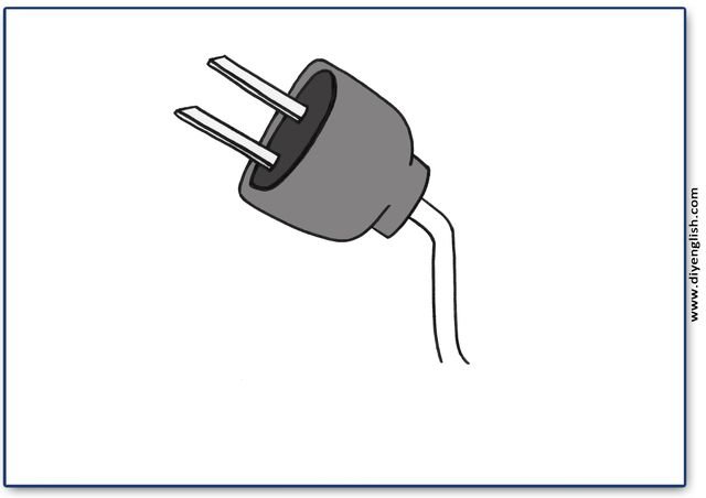 electrical plug – Blank – colour & write flashcard