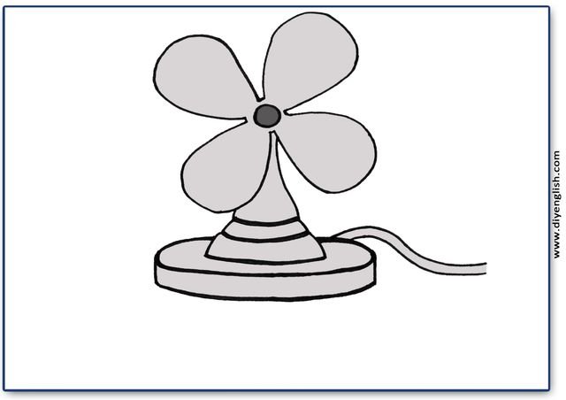 fan – Blank – colour & write flashcard