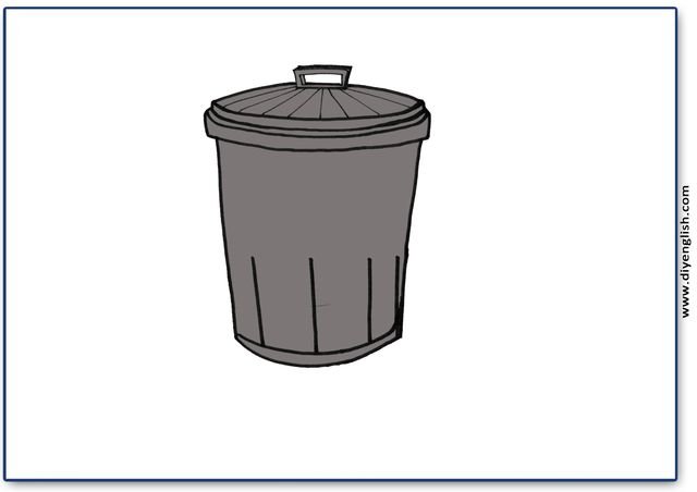 garbage / trash can – Blank – colour & write flashcard