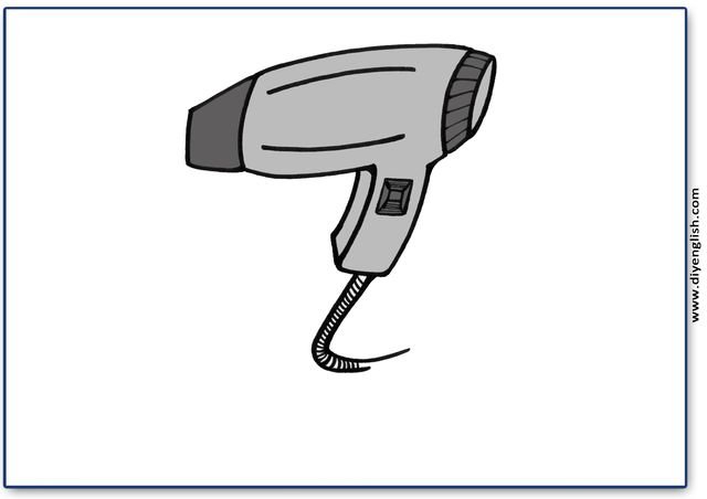 hair dryer – Blank – colour & write flashcard