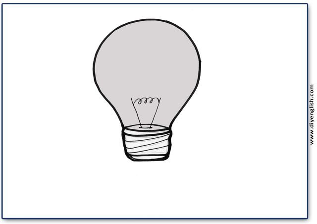 light bulb – Blank – colour & write flashcard