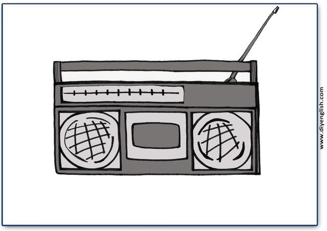 radio – Blank – colour & write flashcard