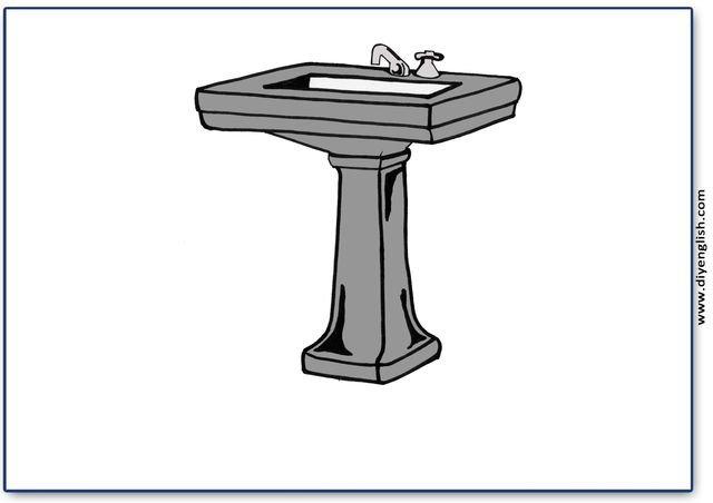 sink – Blank – colour & write flashcard