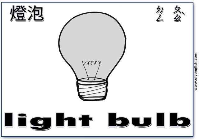 light bulb – Chinese & English flashcard