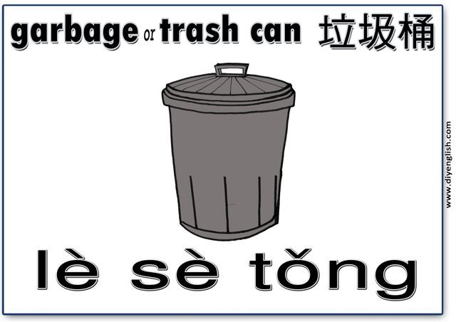 garbage / trash can – Chinese & Pinyin flashcard