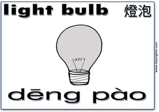 light bulb – Chinese & Pinyin flashcard