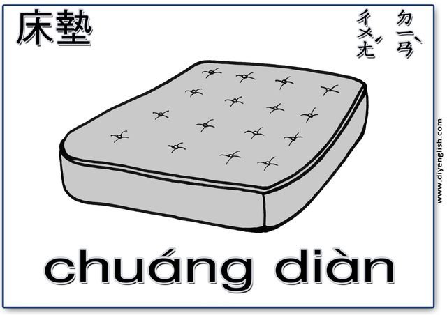 mattress – Chinese & Pinyin flashcard