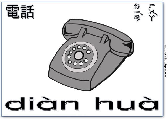 telephone – Chinese & Pinyin flashcard