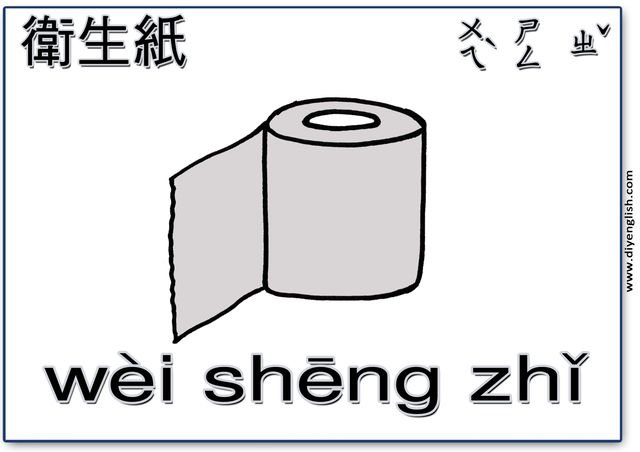 toilet paper – Chinese & Pinyin flashcard