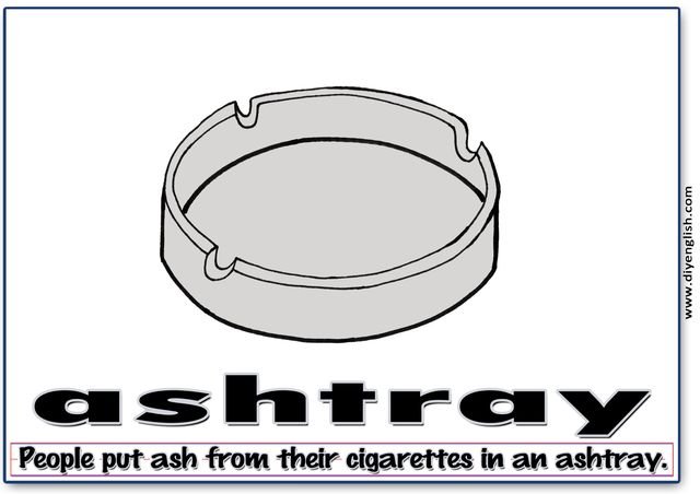 ashtray – Word & fun-fact sentence flashcard