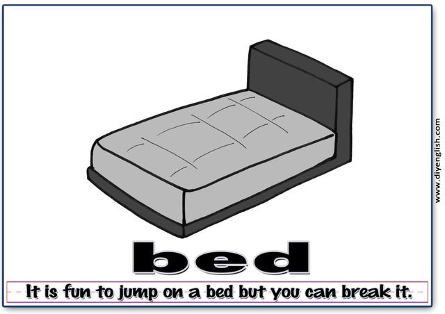bed – Word & fun-fact sentence flashcard