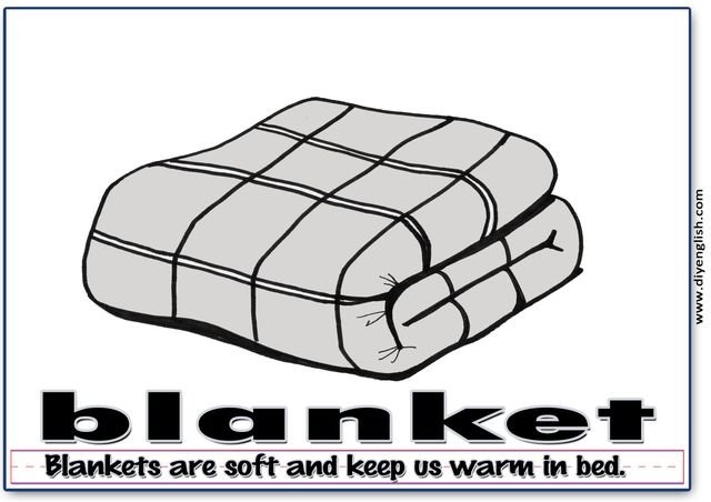 blanket – Word & fun-fact sentence flashcard