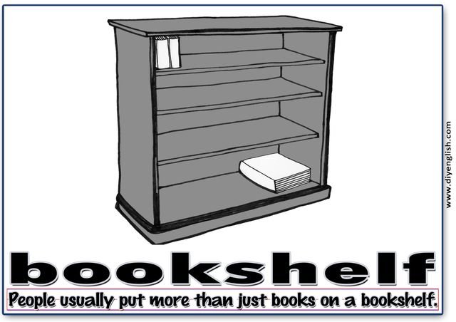 bookshelf – Word & fun-fact sentence flashcard