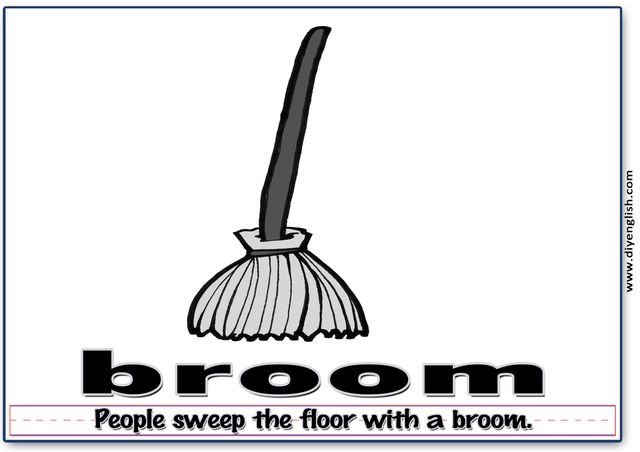 broom – Word & fun-fact sentence flashcard