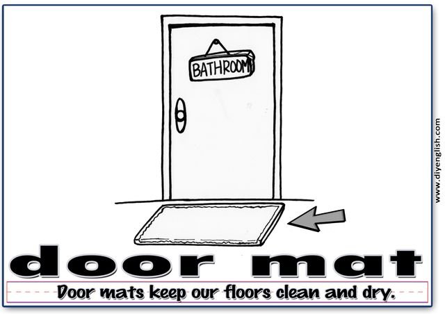 door mat – Word & fun-fact sentence flashcard