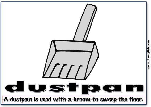 dustpan – Word & fun-fact sentence flashcard