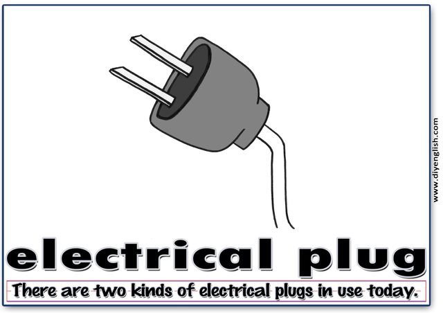electrical plug – Word & fun-fact sentence flashcard