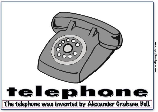 telephone – Word & fun-fact sentence flashcard