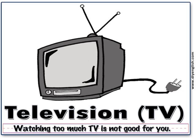 television – Word & fun-fact sentence flashcard