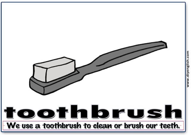 toothbrush – Word & fun-fact sentence flashcard