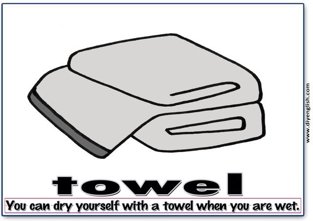 towel – Word & fun-fact sentence flashcard