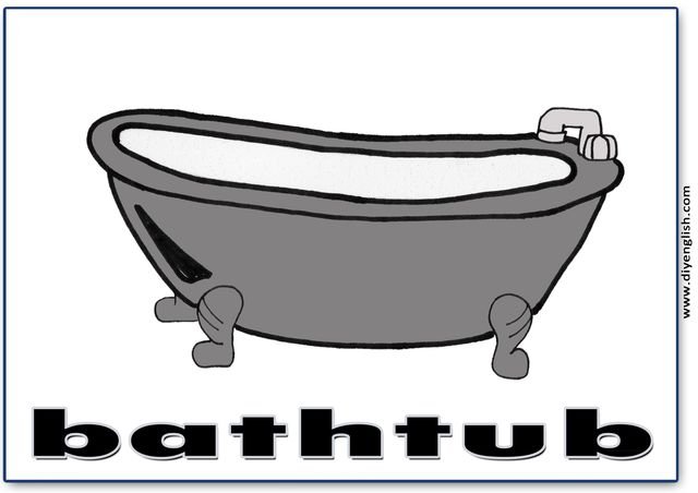 bathtub – English word flashcard
