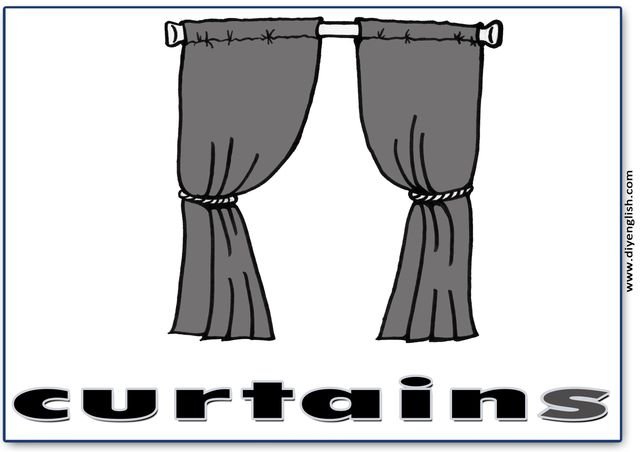 curtains – English word flashcard