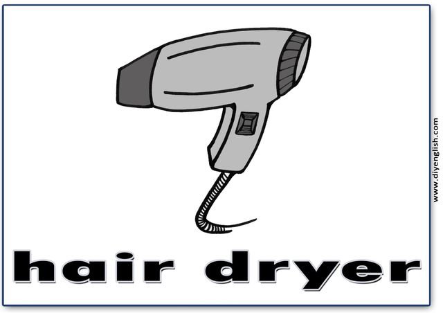 hair dryer – English word flashcard