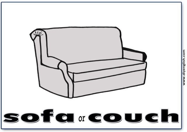 sofa / couch – English word flashcard