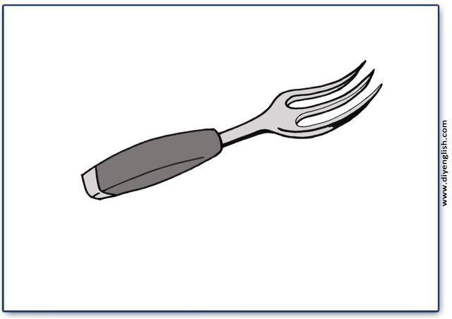 fork – Blank – colour & write flashcard