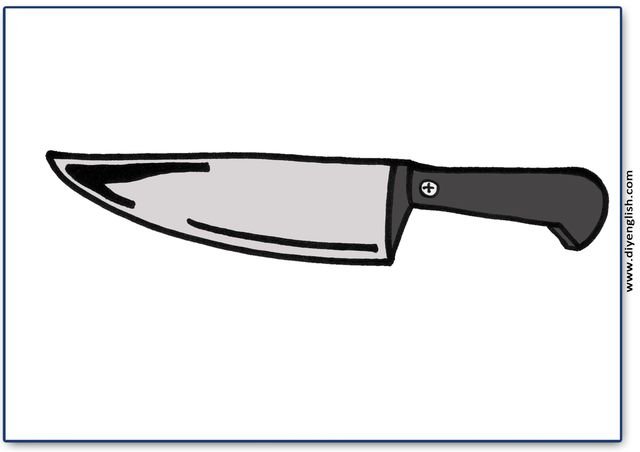 knife – Blank – colour & write flashcard