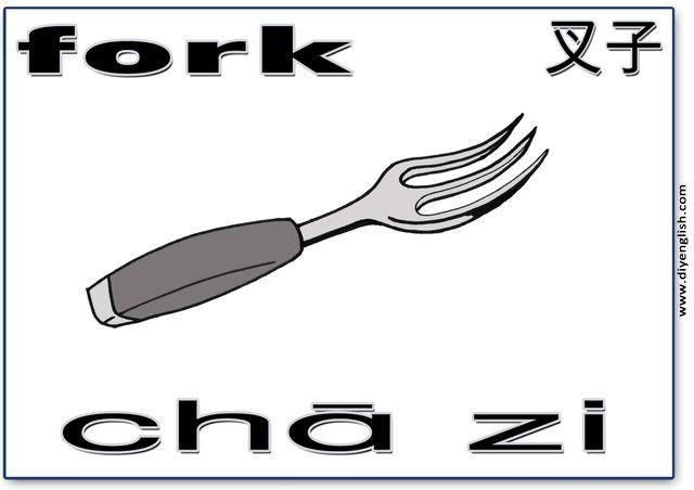 fork – Chinese & Pinyin flashcard