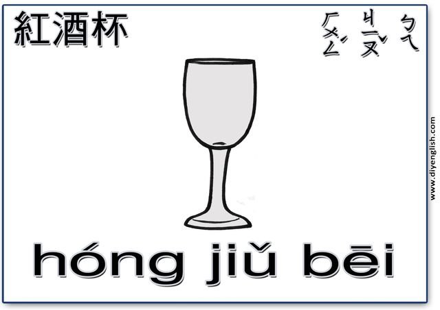 wine glass – Chinese & Pinyin flashcard