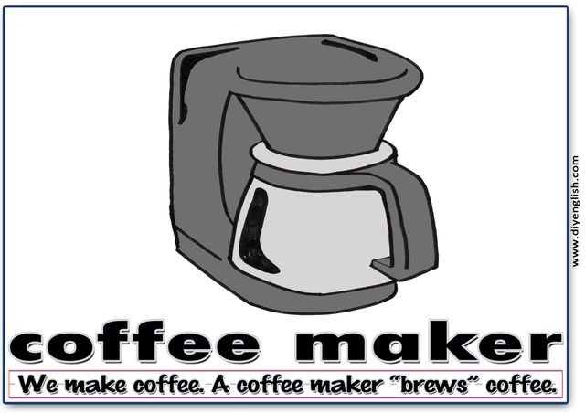 coffee maker – Word & fun-fact sentence flashcard