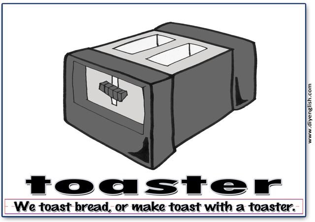 toaster – Word & fun-fact sentence flashcard