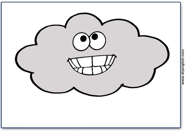 cloud – Blank – colour & write flashcard