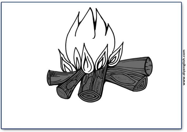 fire – Blank – colour & write flashcard