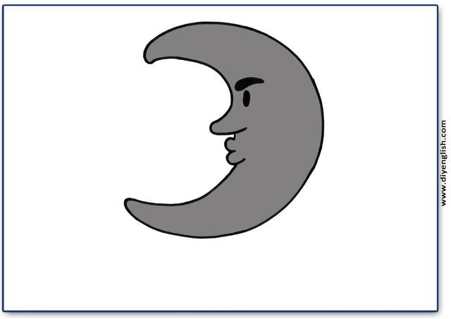 moon – Blank – colour & write flashcard